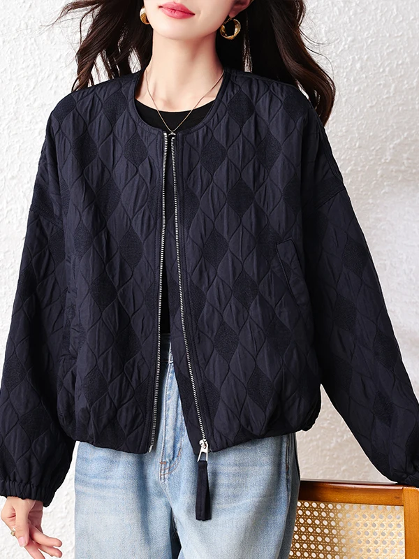 Ele Young Sle مبطن القطن Jaet المرأة فضفاضة تناسب ort سستة القطن سترة الخريف الشتاء Faion معطف السيدات