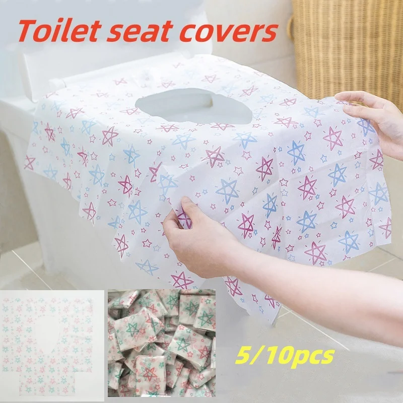 5/10 قطعة غطاء مقعد المرحاض القابل للتصرف الحصير مقاومة للماء ملفوفة بشكل فردي المحمولة المرحاض حصيرة لمنتجات الحمام