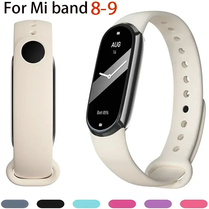 Silicone Strap For Xiaomi Mi band 9 8 NFC Belt Replacement Miband Sport Bracelet smart band 8 waterproof Watchbands Accessories