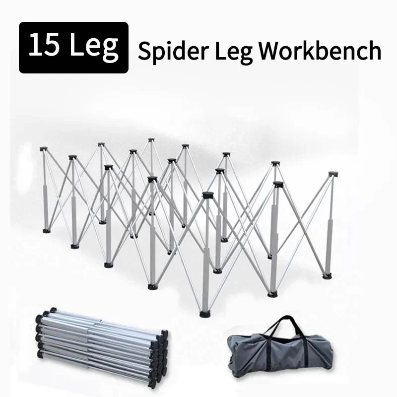 15 Leg Foldable Workbench Spider Leg Stainless Steel Portable Work Sawhorse Support Quick Telescopic Workbench With Carry Bag