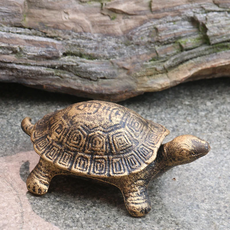 Heavy Duty Cast Iron Key Box Lovely Tortoise Shaped Antique Gold Finish Small Large Sizes Home Outdoor Garden Security Case