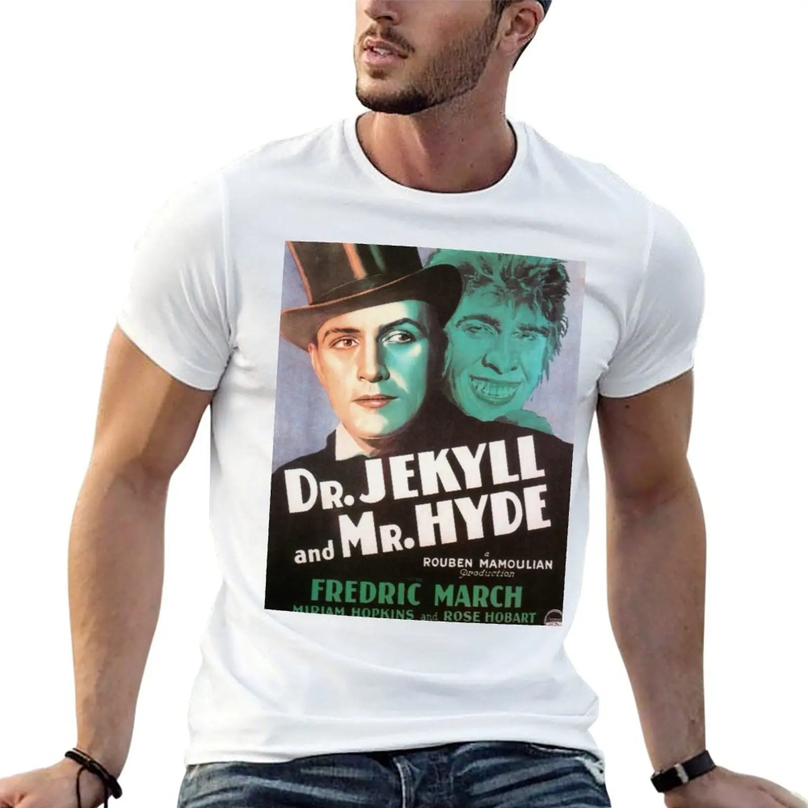 Dr. Jekyll & Mr. Hyde - vintage horror poster - Fredric March T-Shirt cotton t shirt man t shirt man luxury T-Shirt