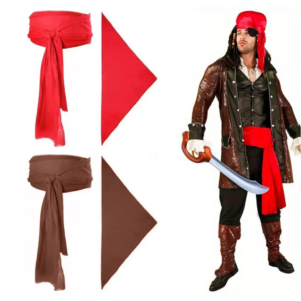 Conjunto de lenço e cinto temático pirata, traje cosplay leve para festas, halloween, shows de Natal, adereços