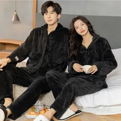 Men and womenCoral Velvet Pajamas Sets Winter Thick Warm Sleepwear Zip Up 2Piece /Set Casual Homewear Pyjamas Suit Home Clothing