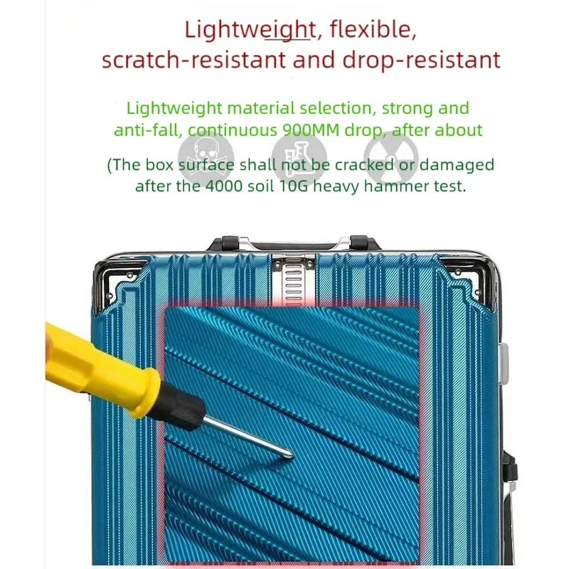 Luxury aluminum frame large capacity travel box with USB interface and universal wheels