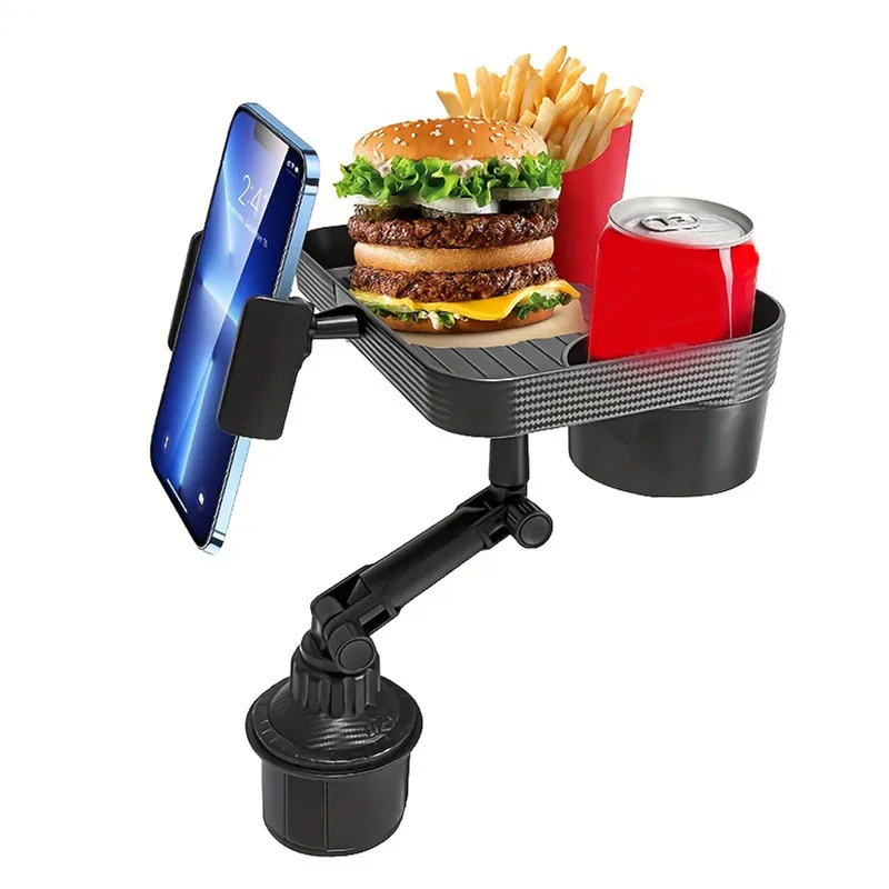 Car Cup Phone Holder Stand Mount Tray 360 Degree Foldable Rotation Table Slot Food Organized Adjustable Drink Car Accesories