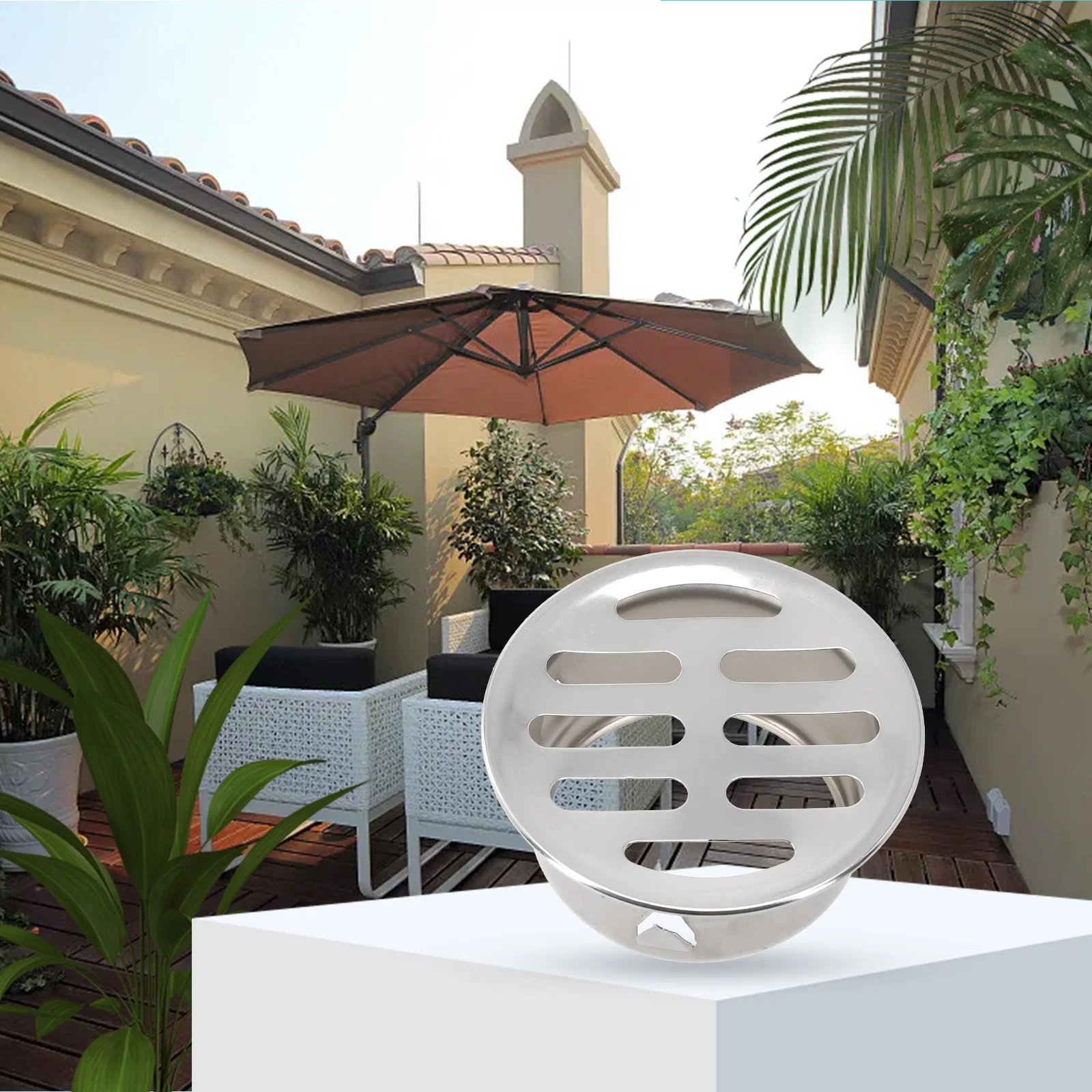 Round Stainless Steel Drain Cover Suitable for Balcony and Garden Floor Drains with Design to Prevent Debris Clogging