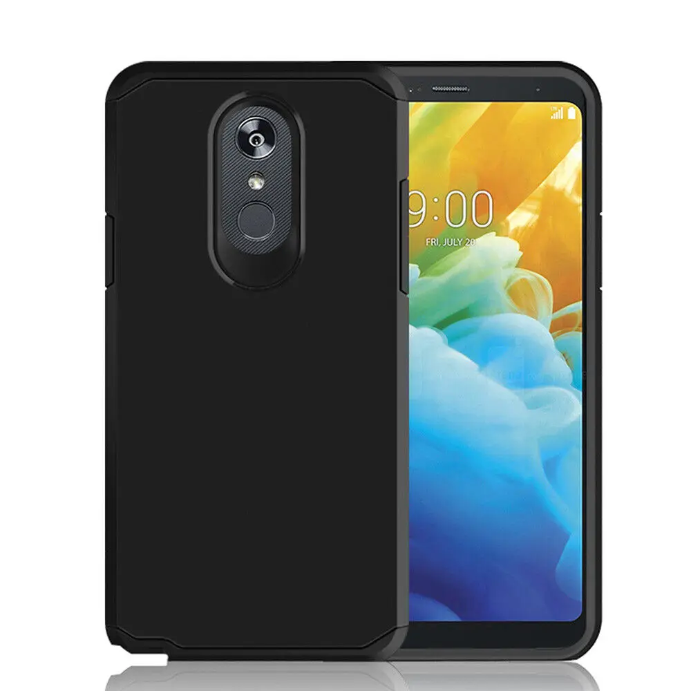 For LG Stylo 5+Plus/Stylo 5v/Stylo 5x Shockproof Armor Bumper Slim Rubber Hard Case+Tempered Glass