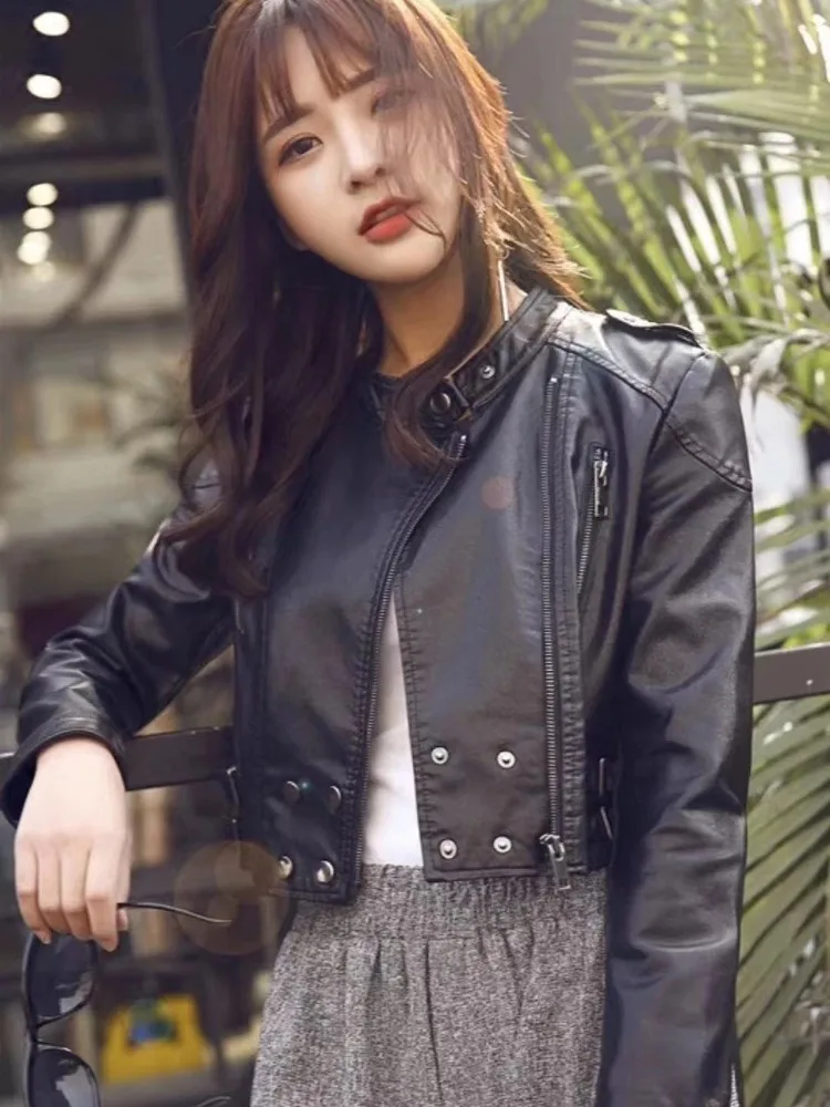 

OFTBUY Women's Leather Jacket Spring 2026 Female Overcoat Women's Motorcycle Faux Leather Jacket High Quality Women's Clothing