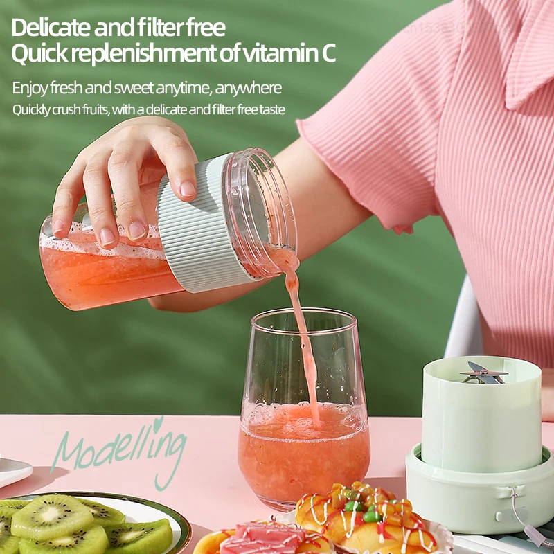 Youpin Mini Portable Blender Electric Fruit Juicer Mixer 350ML Blender Type-C Rechargeable Wireless Electric Juice Maker Machine