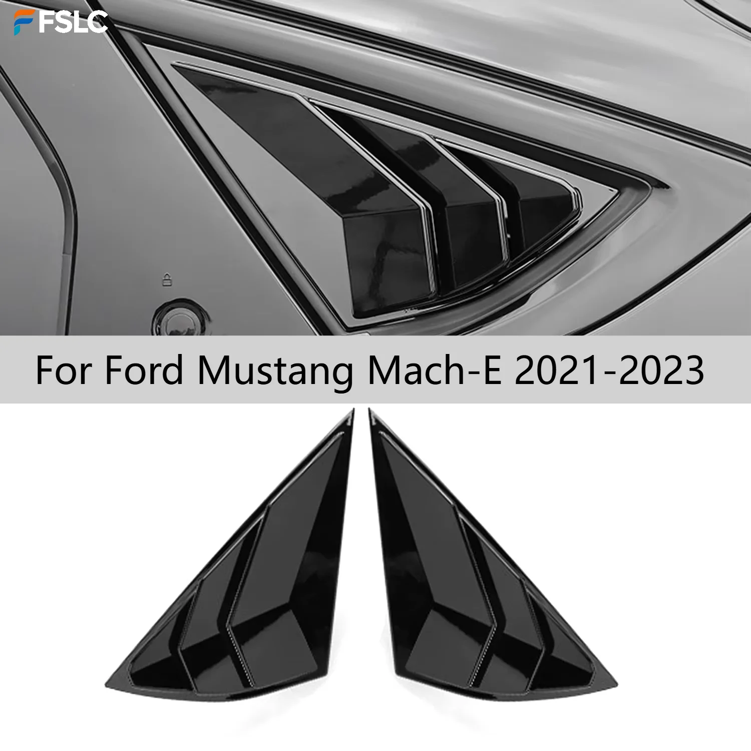 

For Ford Mustang Mach-E 2021-2023 Rear Side Window Louvers Cover ABS Exterior Decor Trim Car Styling Accessories 2PCS