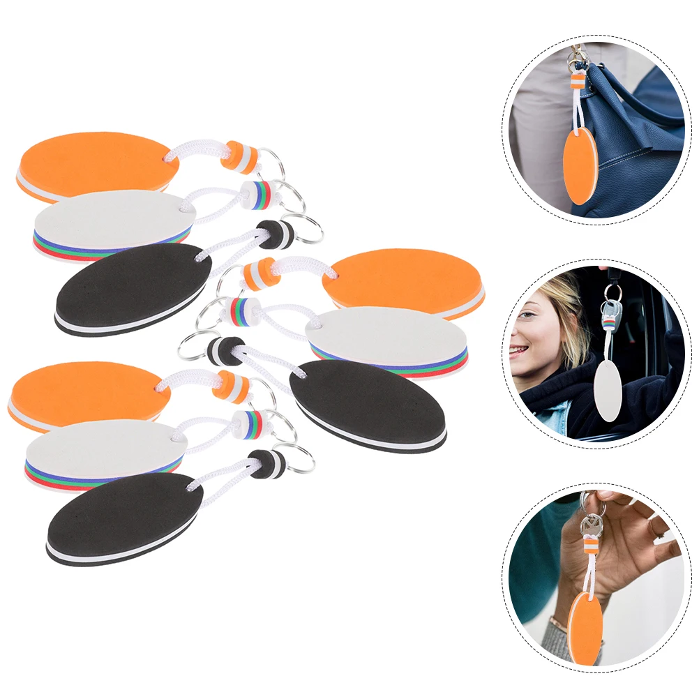 

9pcs Eva Floating Keychain Waterproof Surfboard Pendant Key Chain For Water Sports Bright Color Lightweight Oval Shape Easy