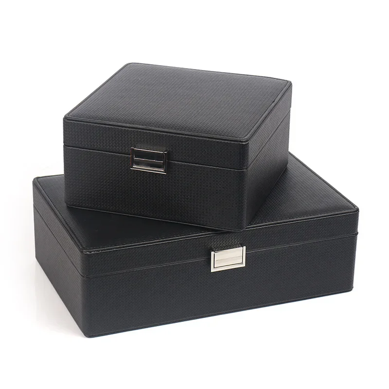 Watch Case Box High-end PU Leather Black Jewelry Storage Box 6/10 Slots Business Display Watches Organizer Box Customizable Logo