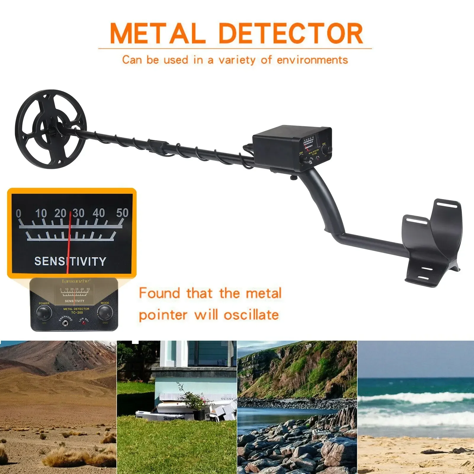 Metal Detector Underground Depth Detector Adjustable Tracker Metal Detector Treasure Hunter Gold Digger Accurate Locating TC-20