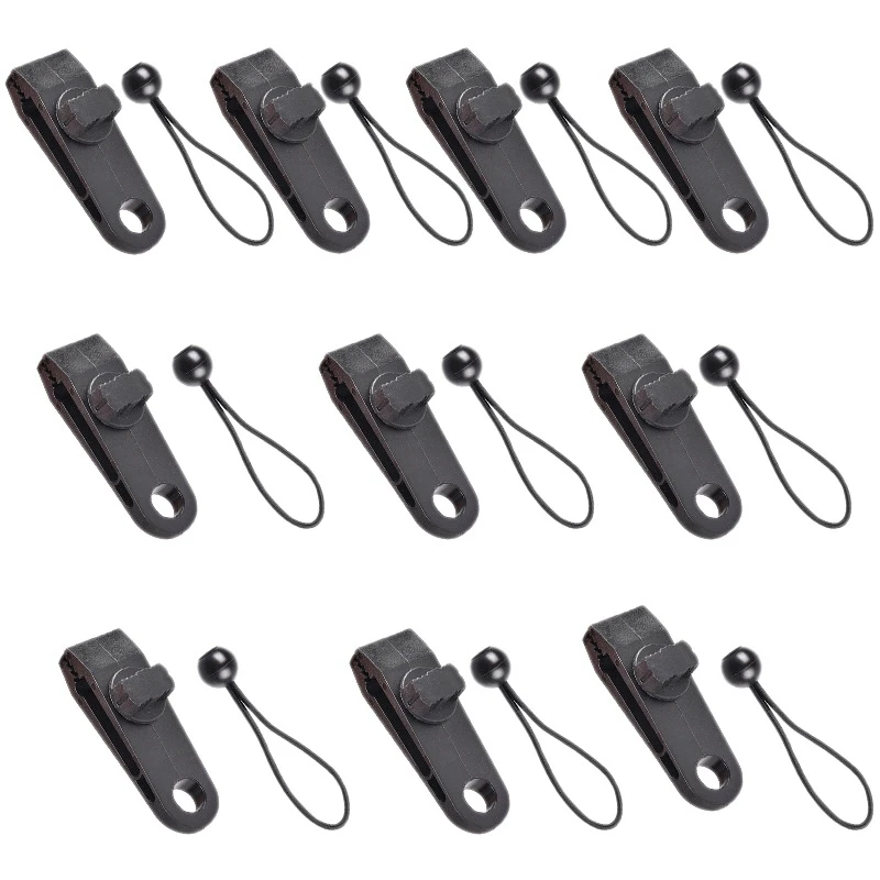 10Pcs Tarp Clips And 10 Pcs Bungee Cords, Bungee Cord Clips Tie Down Clamps Tarp Clips Heavy Duty Lock Grip Accessories