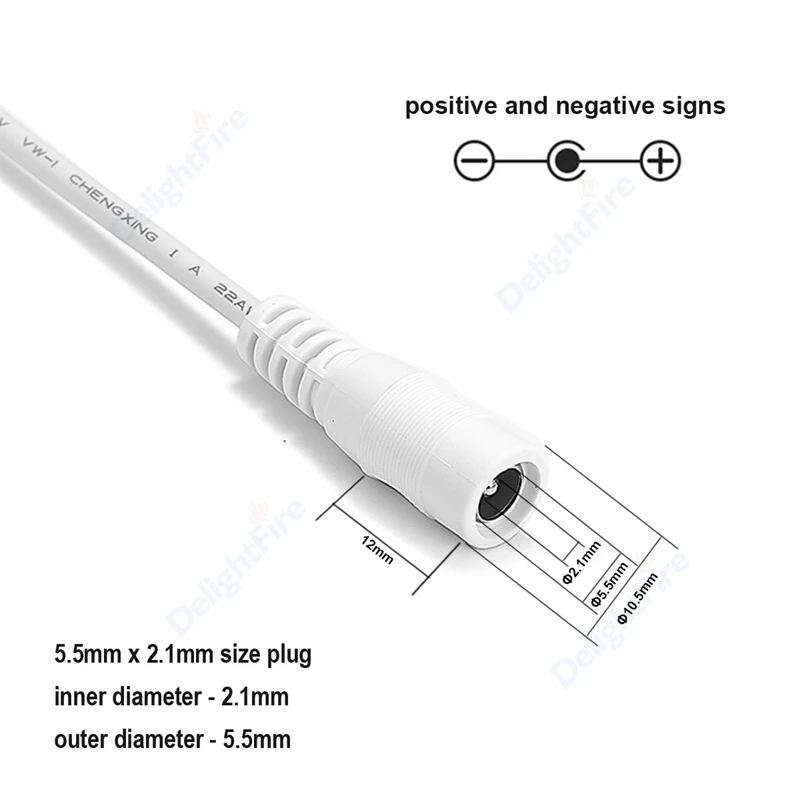 DC 케이블 커넥터 코드, 암-수 플러그 DC 연장 케이블, 12V 전원 어댑터 감시 카메라 LED 스트립용, 2.1mm * 5.5mm