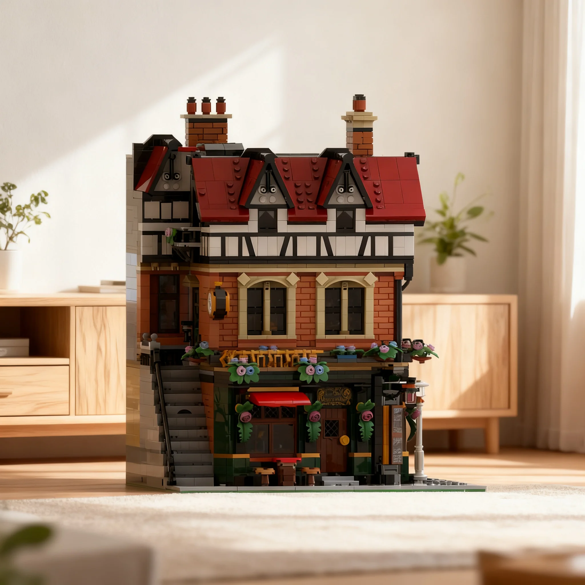 392pcs MOC Modular Buildings Tudor Corner Extension Interior Model Toy Building Blocks Construction Christmas Gift Craft DIY