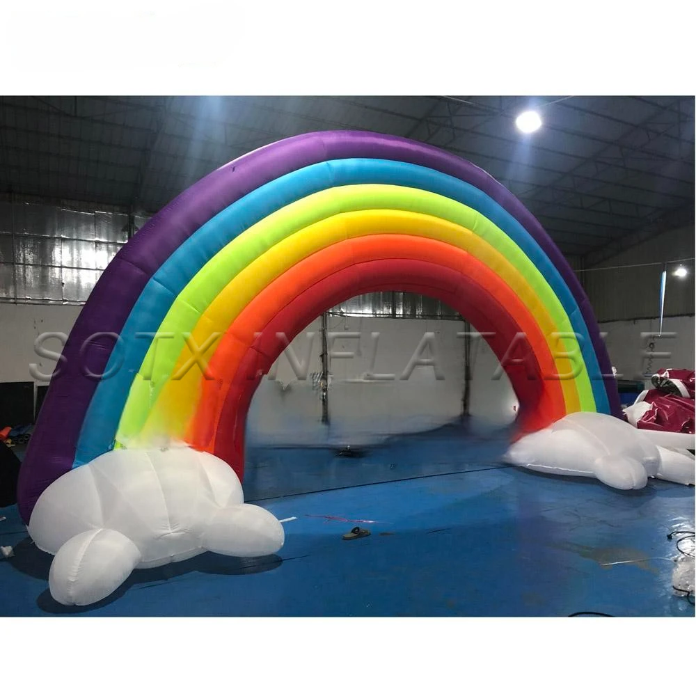 archway door gate for event 2021 new arrival best airblown large inflatable rainbow arch with clouds balloon