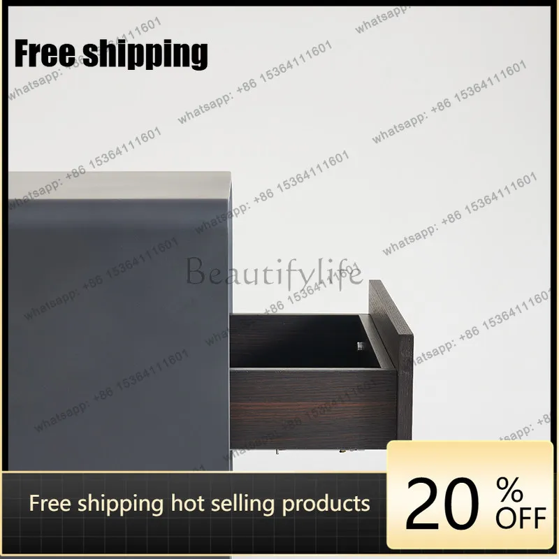 LD Italian minimalist bedside table hollow design paint bedroom bedside storage cabinet
