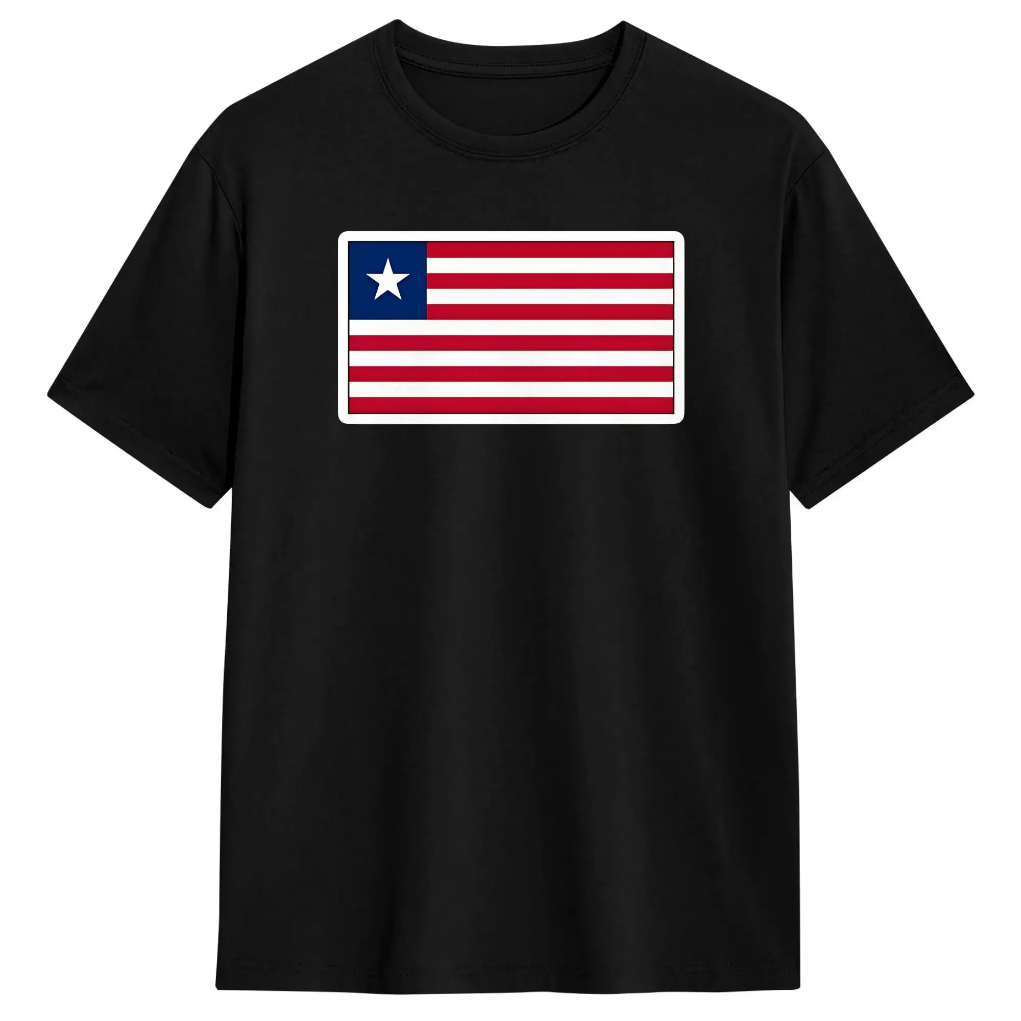 Liberia Flag T Shirts Men Cotton Crazy T-Shirts Round Collar  Tees Short Sleeve Tops 4XL 5XL 6XL