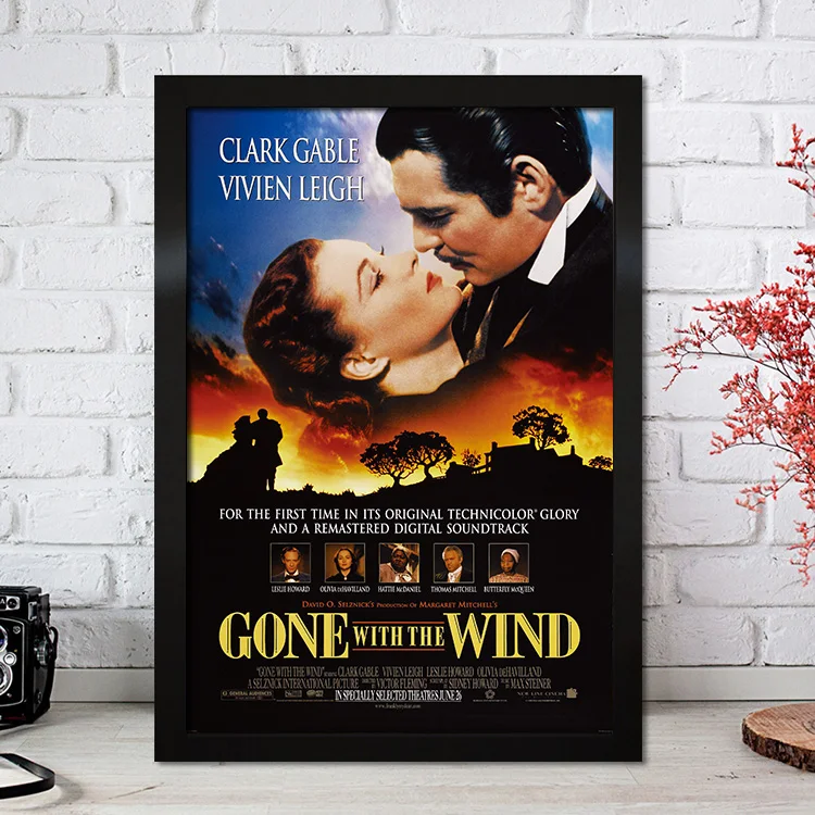 Classic Love Movie Gone With The Wind Clark Gable Vivien Leigh Retro Quality Canvas Painting Poster Room Art Home Wall Decor