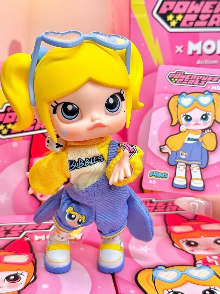 POPMART حقيقية مولي Powerpuff الفتيات سلسلة صندوق أعمى huahua الحركة الشكل الدمى العصرية لعبة مفاجأة هدية