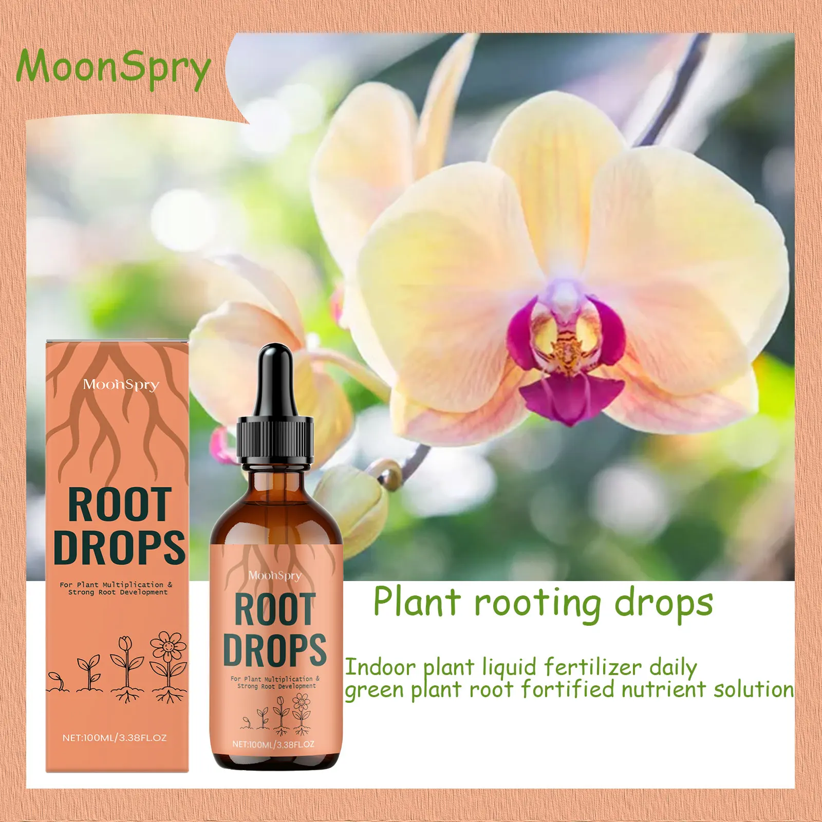 MOONSPRY 100 مل قطرات الجذر 100 مل/200 مل للنباتات الجديدة - نمو الجذر السريع ومحسن حيوية النمو