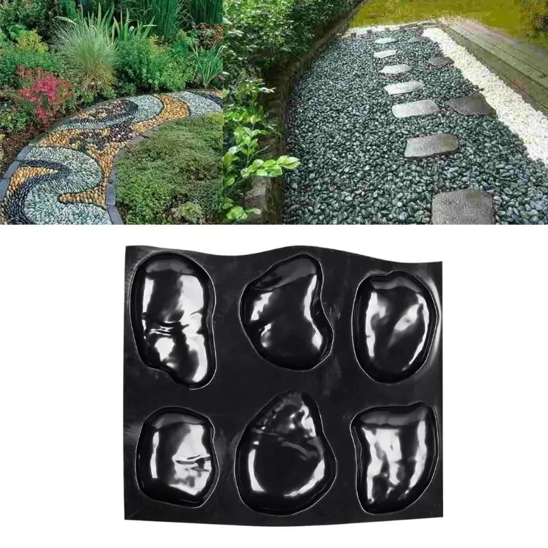 Rock Brick Concrete Mold Step Stones Plaster Cobblestones Plastic Mould Garden Pathway Decoration DIY