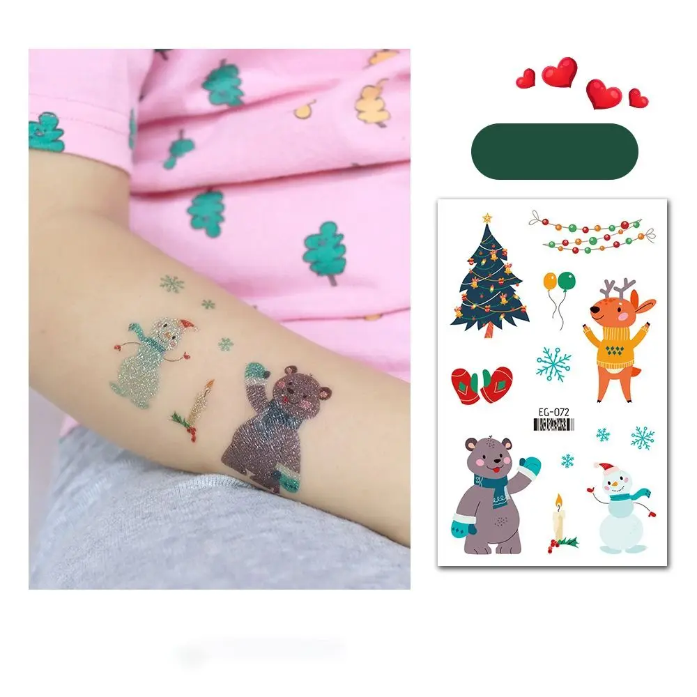 Papai noel à prova dwaterproof água tatuagem temporária adesivo de longa duração dos desenhos animados adesivos de natal bonito descartável festival tatuagem crianças