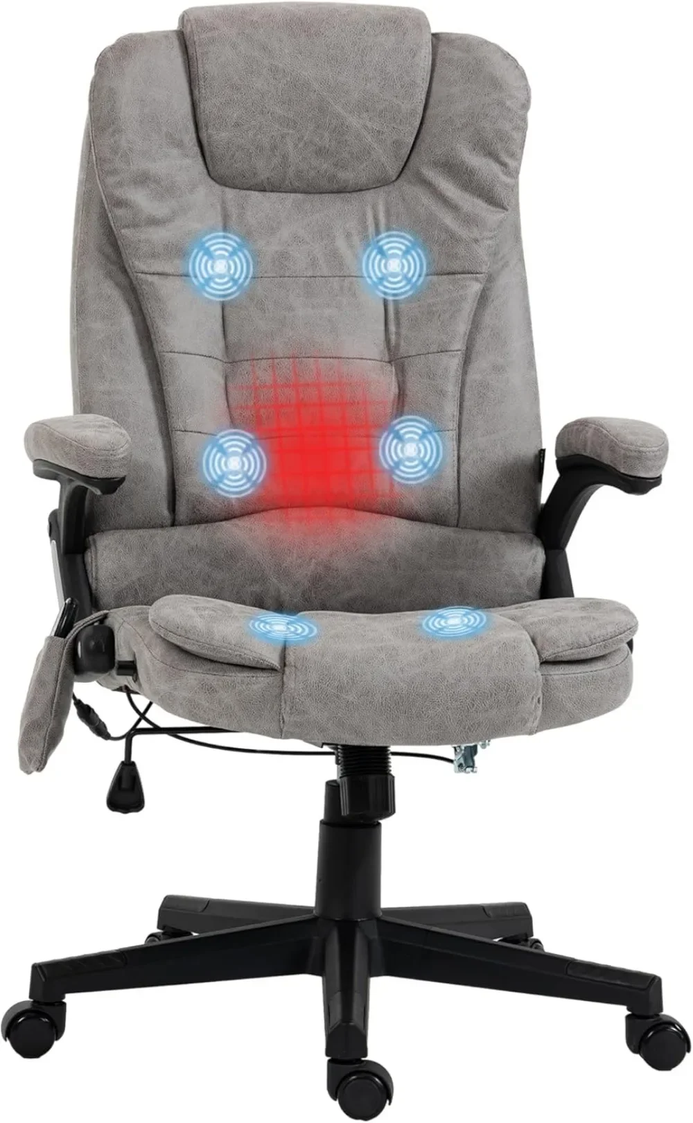 6 Point Vibrating Massage Office Chair with Heat, Microfiber High Back Executive Office Chair with Reclining Backrest, Padded