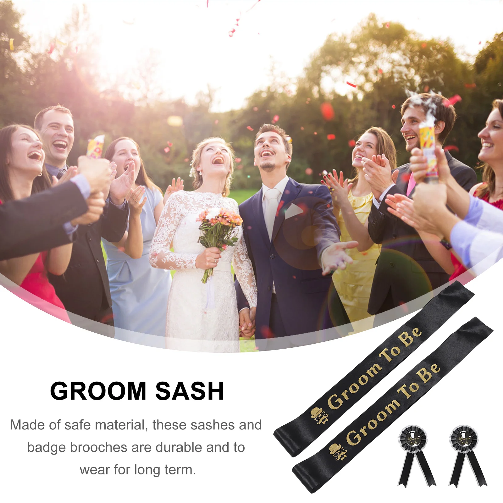 

2Sets Groom to Be Sashes Badge Brooches Safe Material Flower Design Easy Wear Party Decoration Engagement Bachelorette Groom