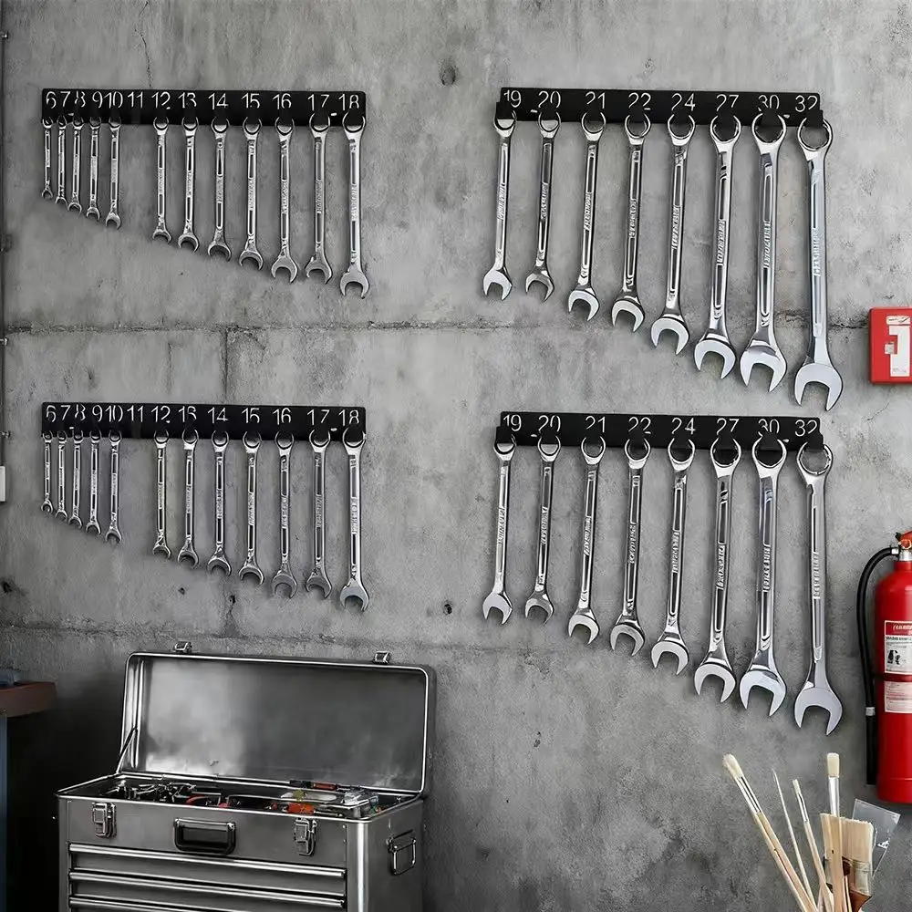 Heavy-Duty Magnetic Tool Organizer Rack - Wall-Mounted Metal Garage Storage System with Numbered for Screwdriver, Wrench