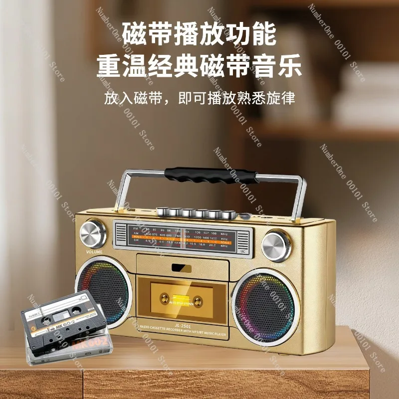 Retro Multi-Band Radio Cassette Player Bluetooth USB Desktop Vintage Stereo Receiver FM AM SW Portable Audio Player With Speaker