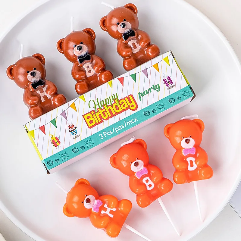 Bear Birthday Candles. Cake Decoration. Ins Wind Cute Cartoon Candle. Children's Birthday Party Supplies, Cake Dress Up