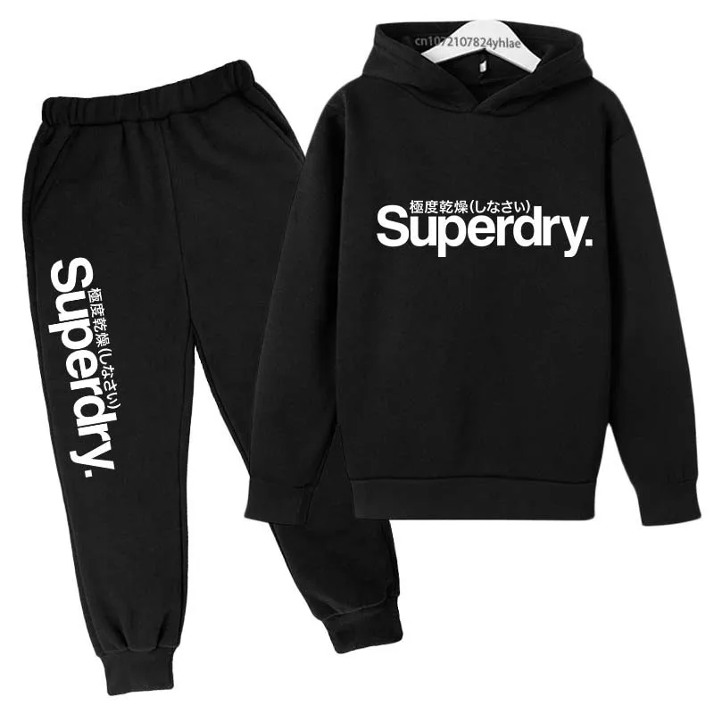 Kids Spring Autumn Casual Simple Letter Print Pullover Hoodie+Jogging Pants 2pcs Tracksuits 2-13Years Boys Girls Outfits Clothes