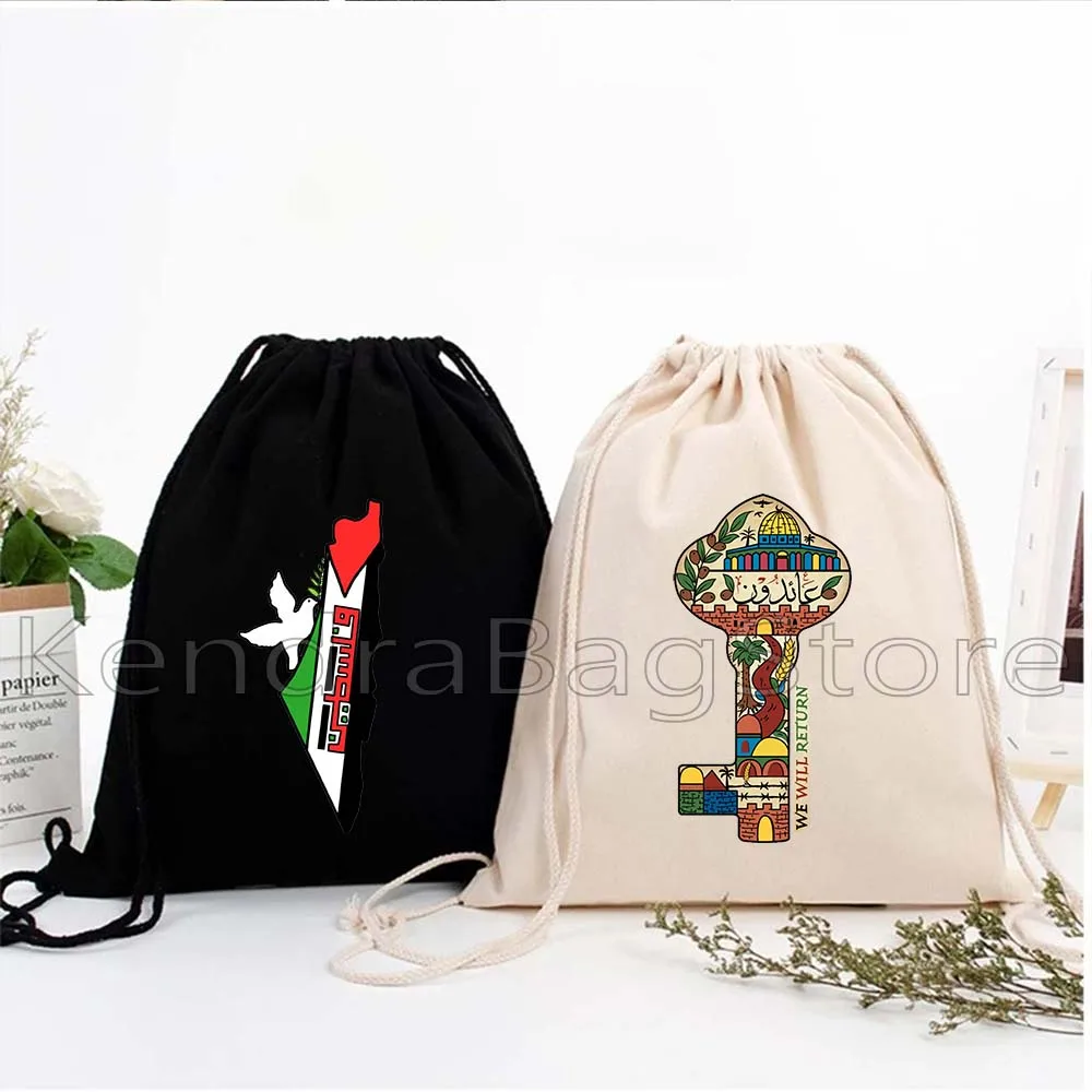 

Ретро Tatreez с вышивкой Al Aqsa Мечеть Рюкзак на шнурке Сумки Мир Арабские подарки Каллиграфия Спортивный тренажерный зал Сумка на шнурке