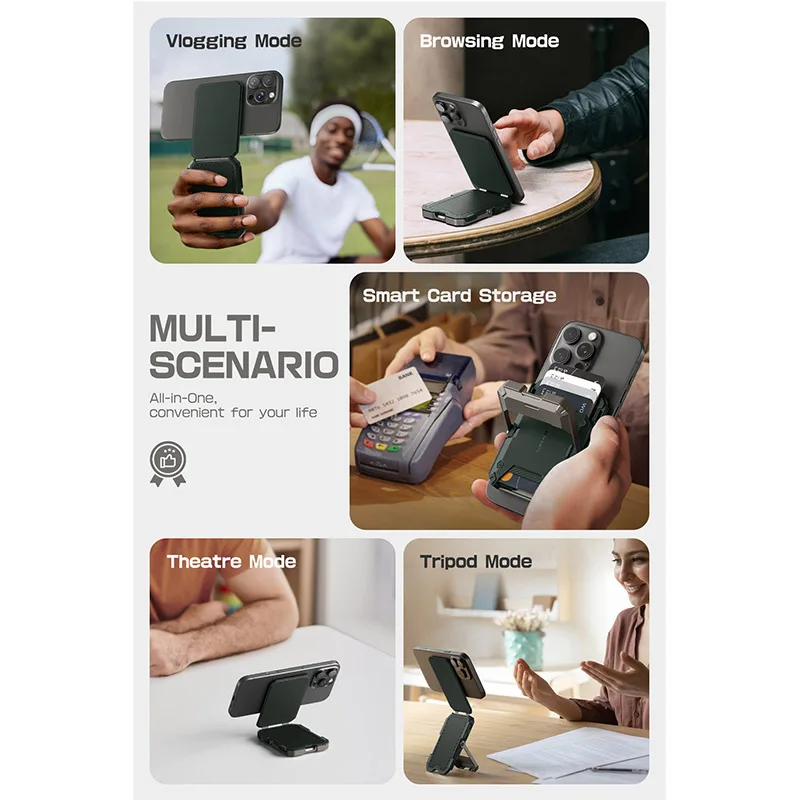 Magnetic Tripod Phone Stand Credit Card Holder for iPhone 16/15/14/13/12 SUPCASE Adjustable Phone Stand Compatible with MagSafe #6