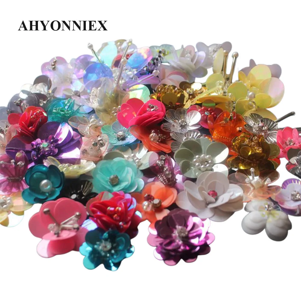 20 قطعة/الحزمة عشوائية الترتر زهرة شكل التصحيح لطيف خياطة على التصحيح للملابس الجينز سترة قبعة الأحذية الديكور #1