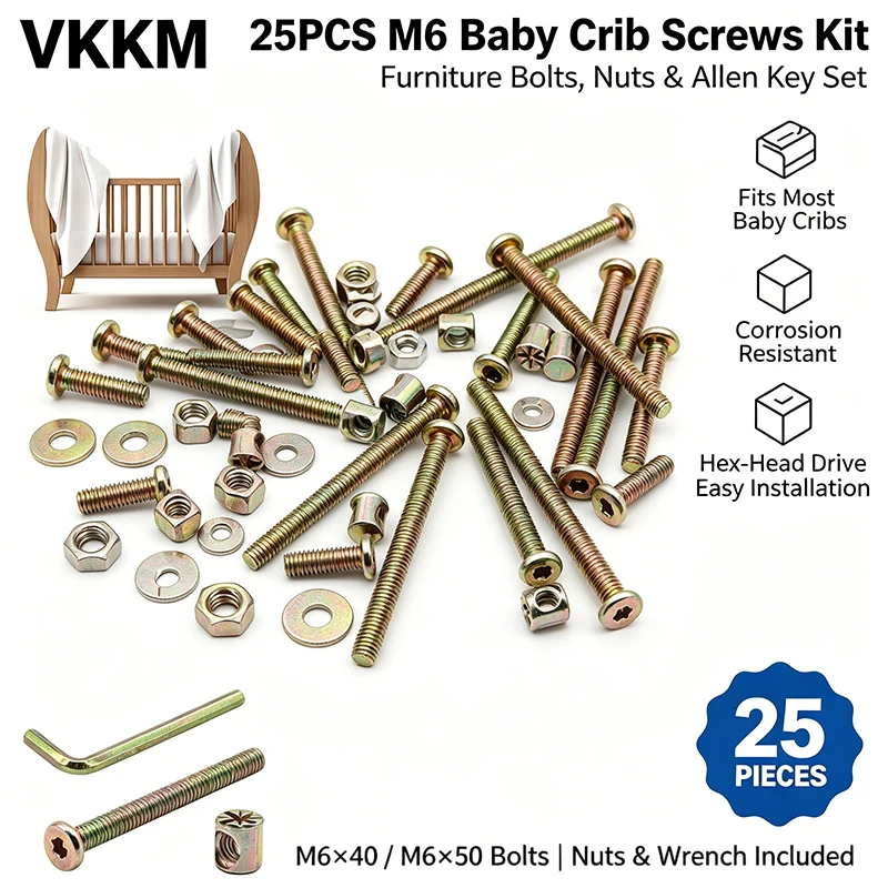 Furniture Hardware Replacement - Kit de Parafusos para Berço VKKM