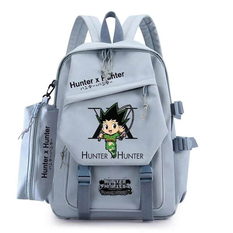 33×14×43cm Blue, Hunter x Hunter, Student Kids Teens School Bags, Large Capacity Mochilas Anime Backpacks For Girls Boys Gift