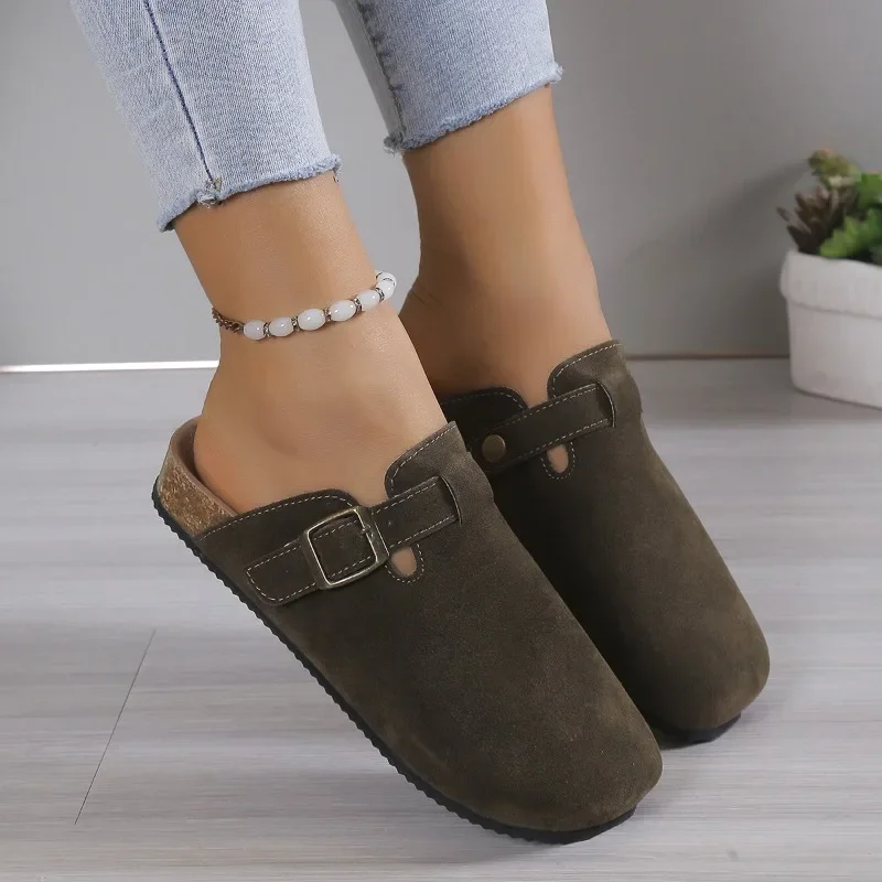 

Women's Thick-soled Half-slippers Spring and Autumn Retro Baotou Women's Shoes Summer Wooden Sole Lightweight Outdoor Slippers