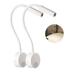 2pcs светильн Hotel Bedside Working Study Reading Wall Lamp sconces 3W Book Lamp Night light fixtures Spot LED EU US Plug Cord
