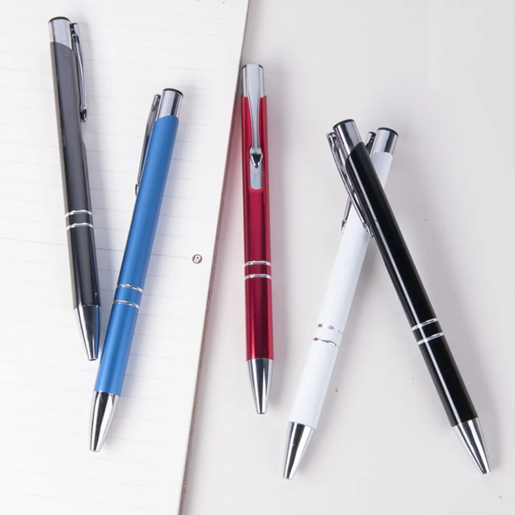 

10Pcs Retractable Colored Ballpoint Pens Alloy Metal Smooth Writing Pens Student School Supplies Office Supplies Engravable Logo