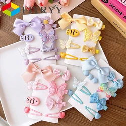 8 Stks/set Big Bow Vlinder Haarclip Zoete Stof Nieuwe Hoofddeksels Kinderen Meisjes Mode Haarclip Kleurrijke Haaraccessoires Voor Kind