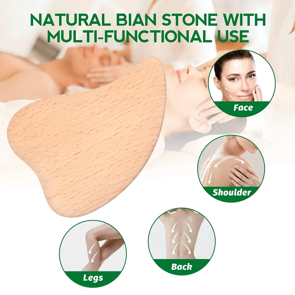 Gua Sha Massage Tool Natural Wooden GuaSha Scraping Massage Tool, Gua Sha Facial Tool for SPA on Face Back, Arms, Neck, Shoulder