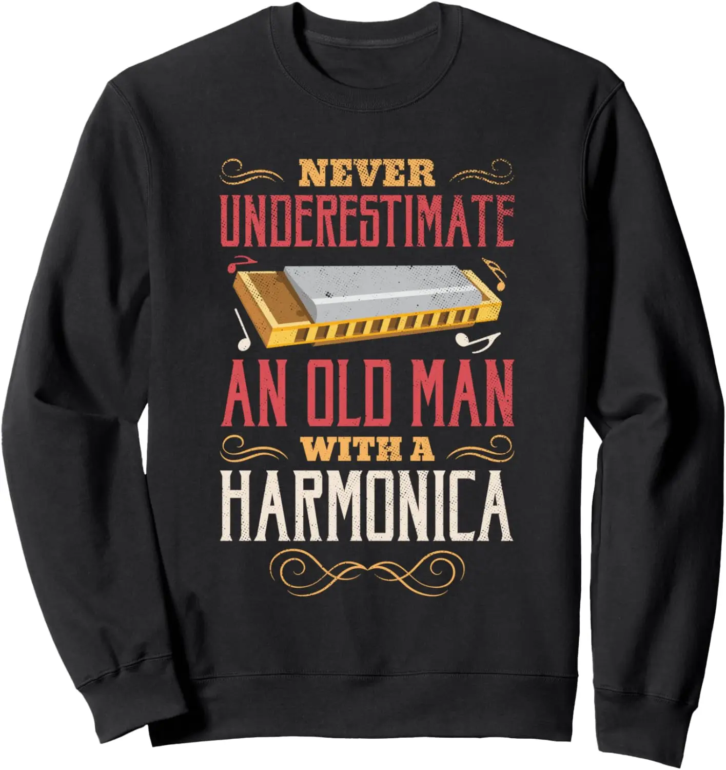 Harmonica Funny Vintage Retro Harmonica Player Gift Sweatshirt