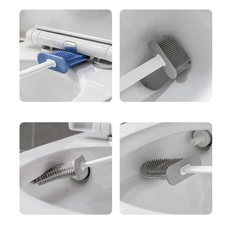 Silicone TPR Toilet Brush and Holder Toilet Bowl Brush with Holder Set Wall Hanging Toilet Brush Silicone for Floor