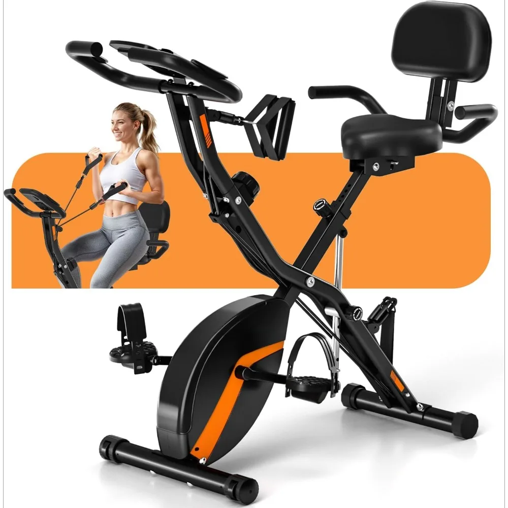 

Exercise Bike,5-in-1 Stationary Bike With 10DB Super-Silent, Folding Exercise Bike with 16-Level Adjustable Magnetic Resistance