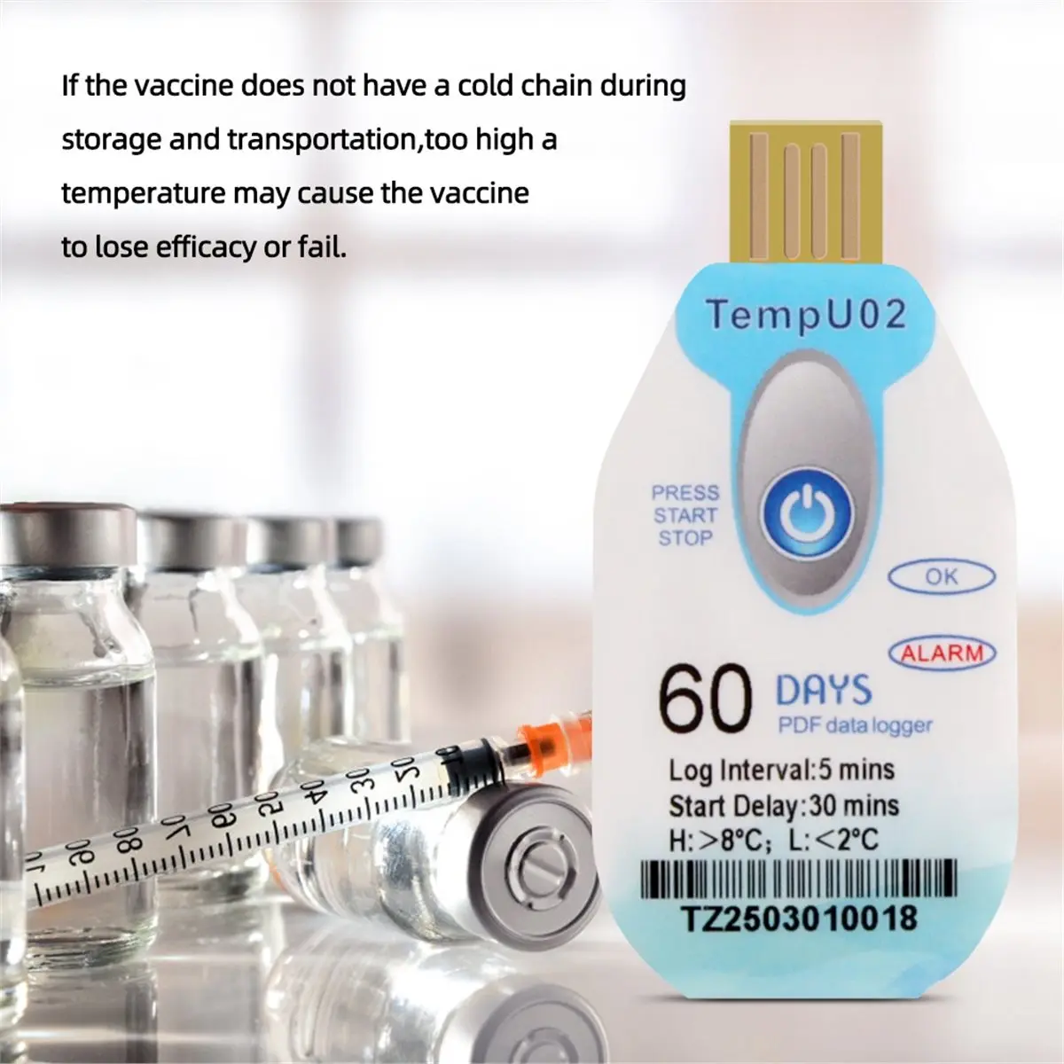 A86G NEW USB Temperature Data Logger Disposable 60 Days PDF Datalogger Waterproof Temp Recorder Transport Food Seafood Recorder
