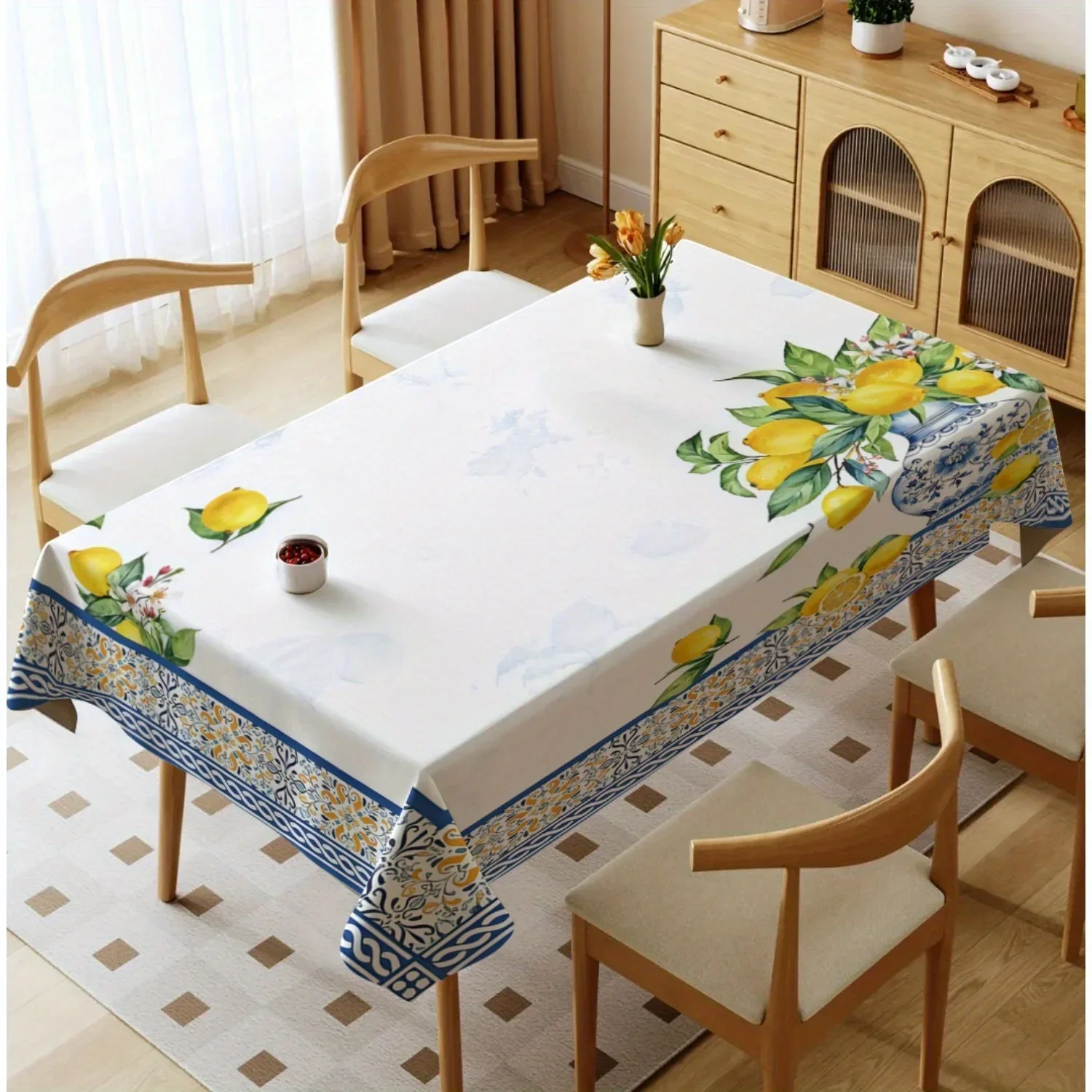 Lemon Mediterranean pattern tablecloth, wedding decoration, summer decoration, outdoor garden decorationxzj